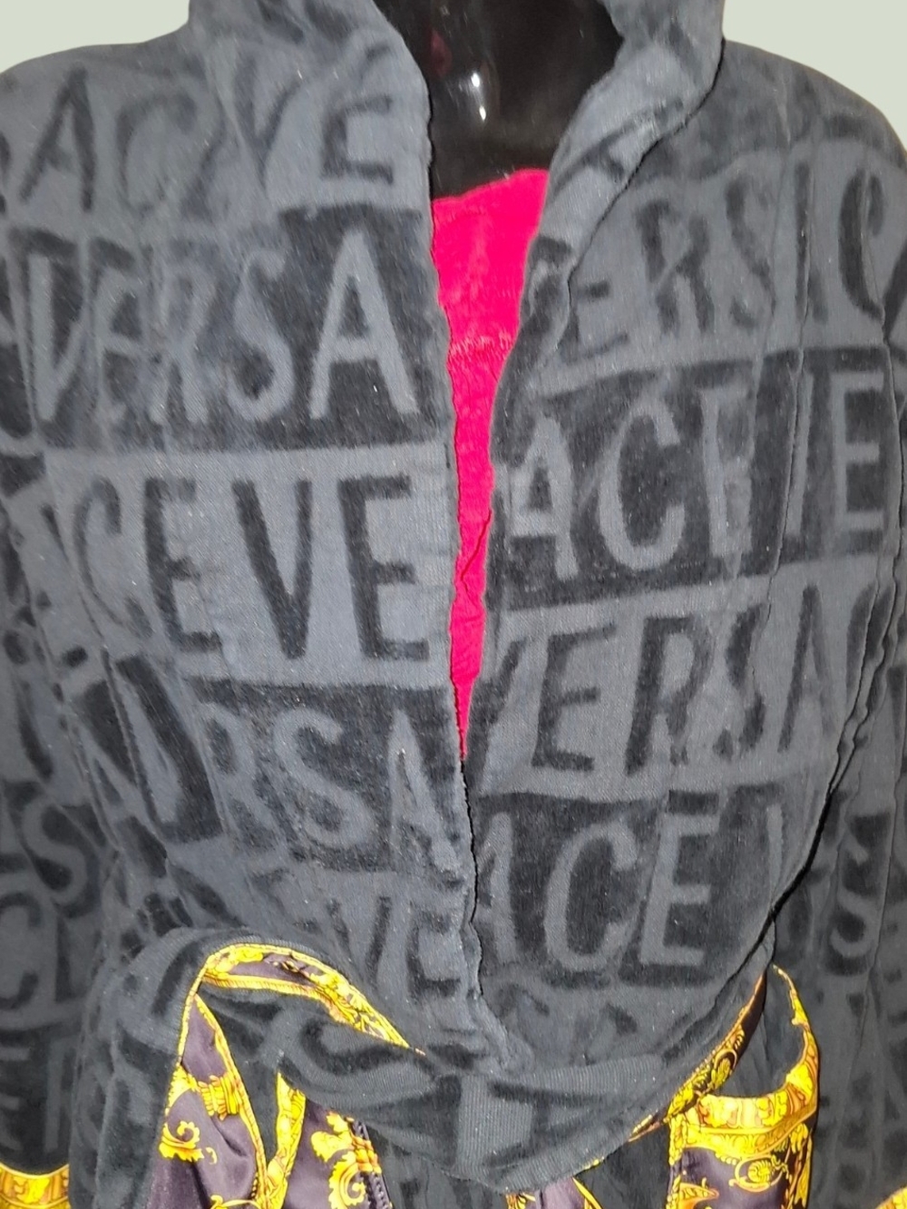 Versace Black Hold Baroque Black Old Robe Sz XXL